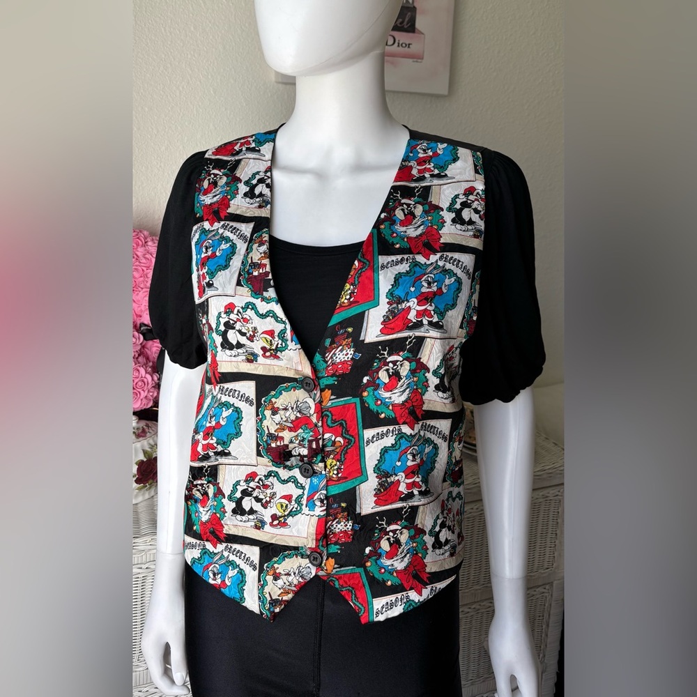 Vintage Vest Looney Tunes Cartoons 1990s Christmas Edition Lightweight Size S